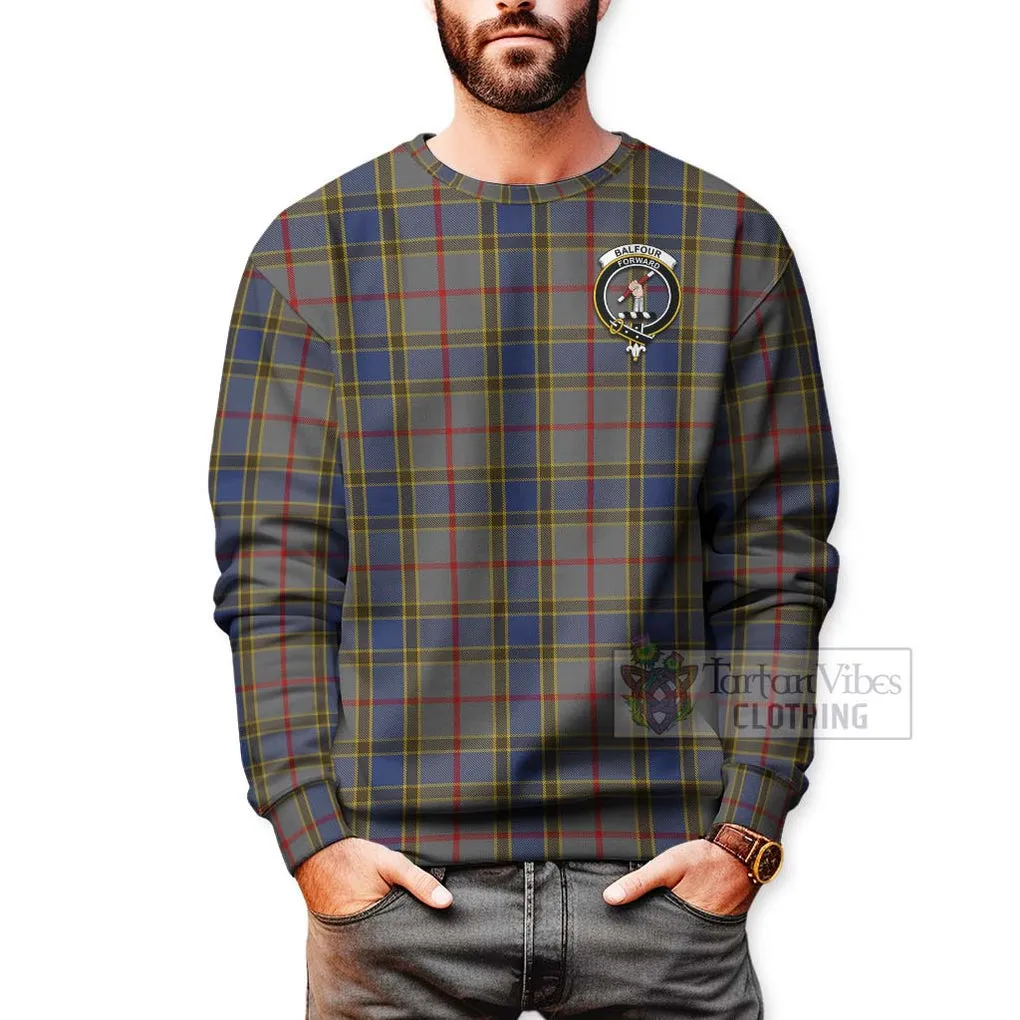 Balfour Tartan Sweatshirt with Family Crest Celtic Skull Style