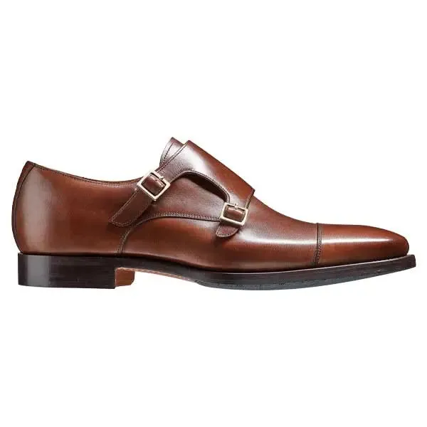 BARKER Edison Shoes - Mens Monk Strap - Dark Walnut Calf