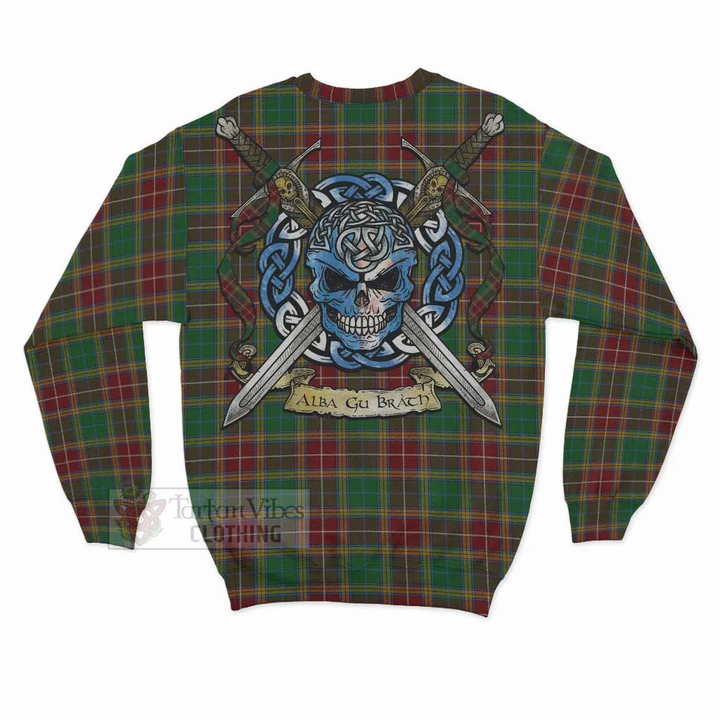 Baxter Tartan Sweatshirt with Family Crest Celtic Skull Style