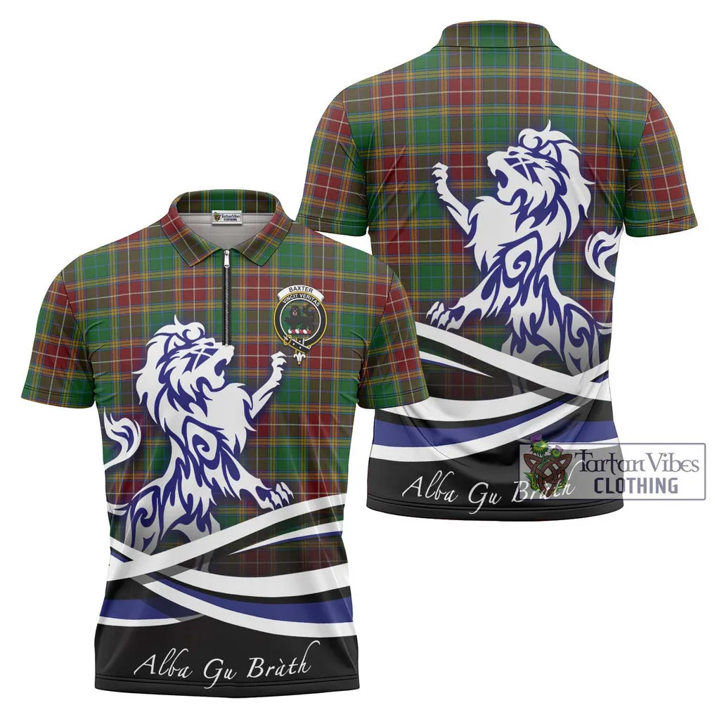 Baxter Tartan Zipper Polo Shirt with Alba Gu Brath Regal Lion Emblem