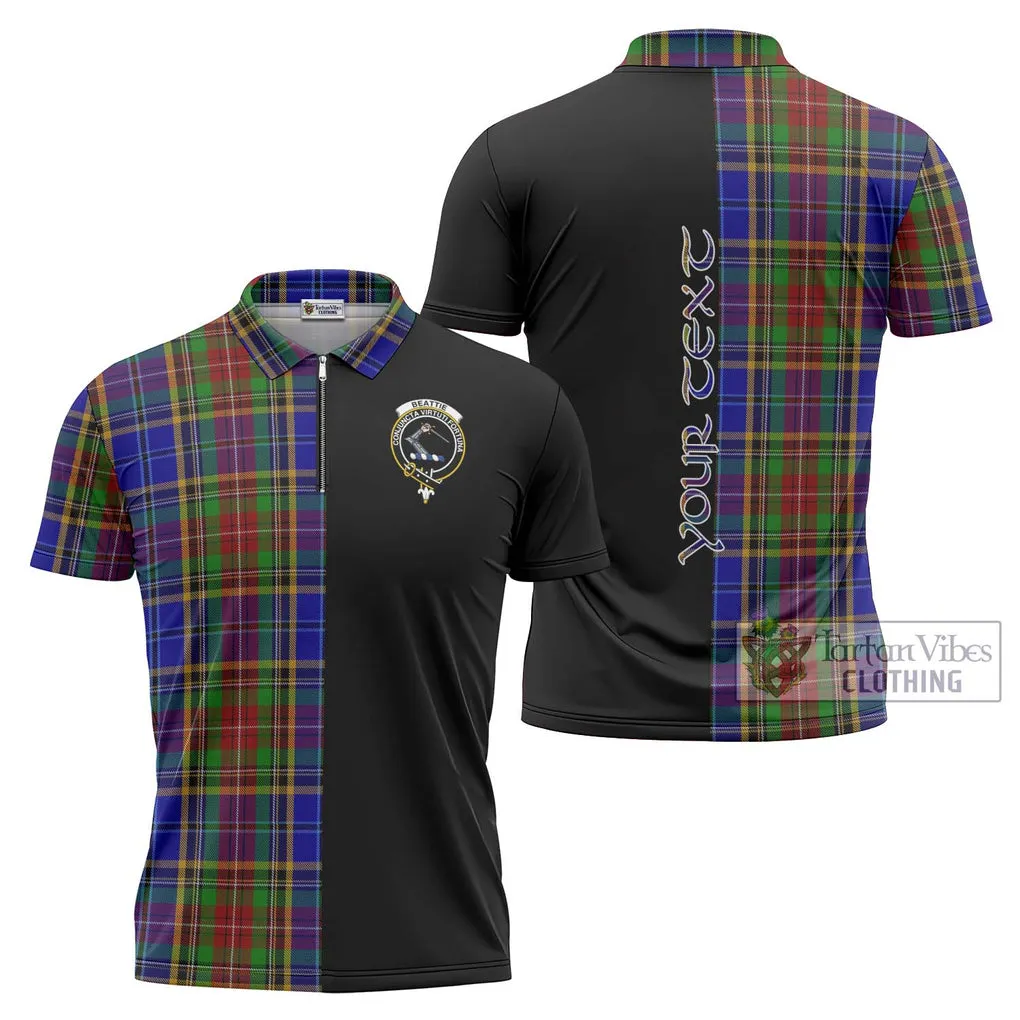 Beattie Tartan Zipper Polo Shirt with Family Crest and Half Of Me Style