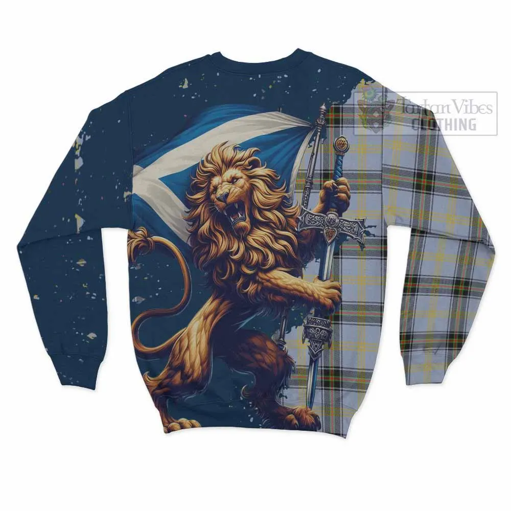 Bell Tartan Family Crest Sweatshirt with Scottish Majestic Lion