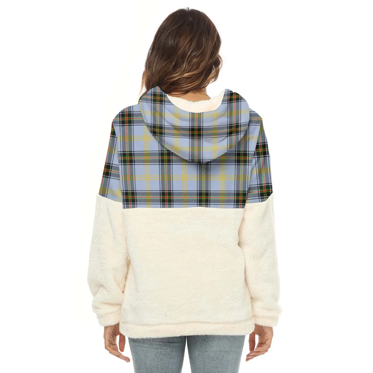 Bell Tartan Women's Borg Fleece Hoodie With Half Zip