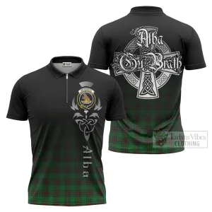 Beveridge Tartan Zipper Polo Shirt Featuring Alba Gu Brath Family Crest Celtic Inspired