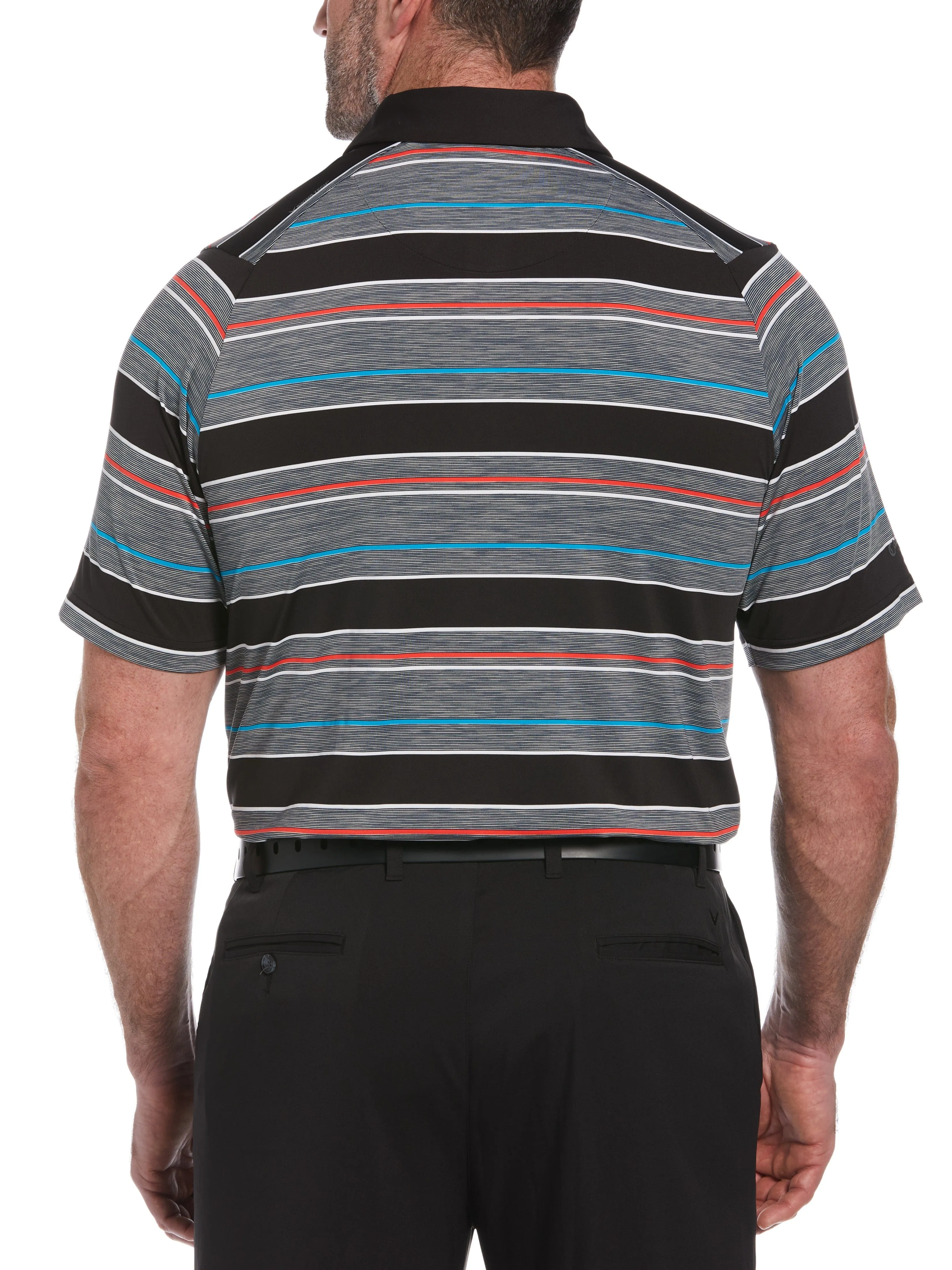 Big & Tall Swing Tech Marled Texture Stripe Golf Polo