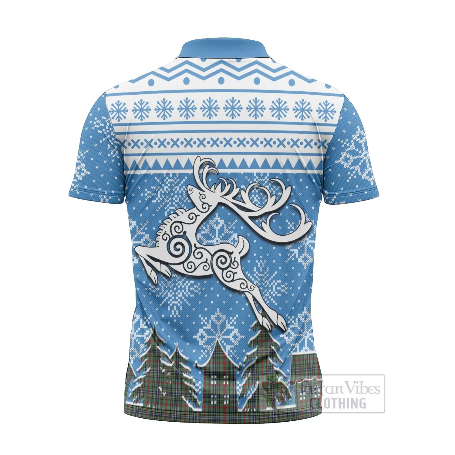 Bisset Clan Christmas Zipper Polo Shirt Celtic Reindeer Style