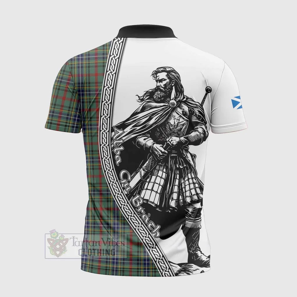 Bisset Tartan Clan Crest Zipper Polo Shirt with Highlander Warrior Celtic Style