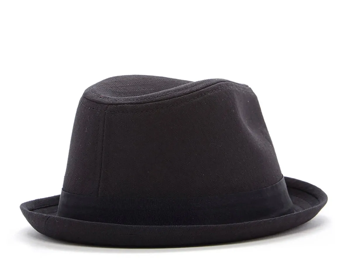 Black Fedora With Black Band - Select Size