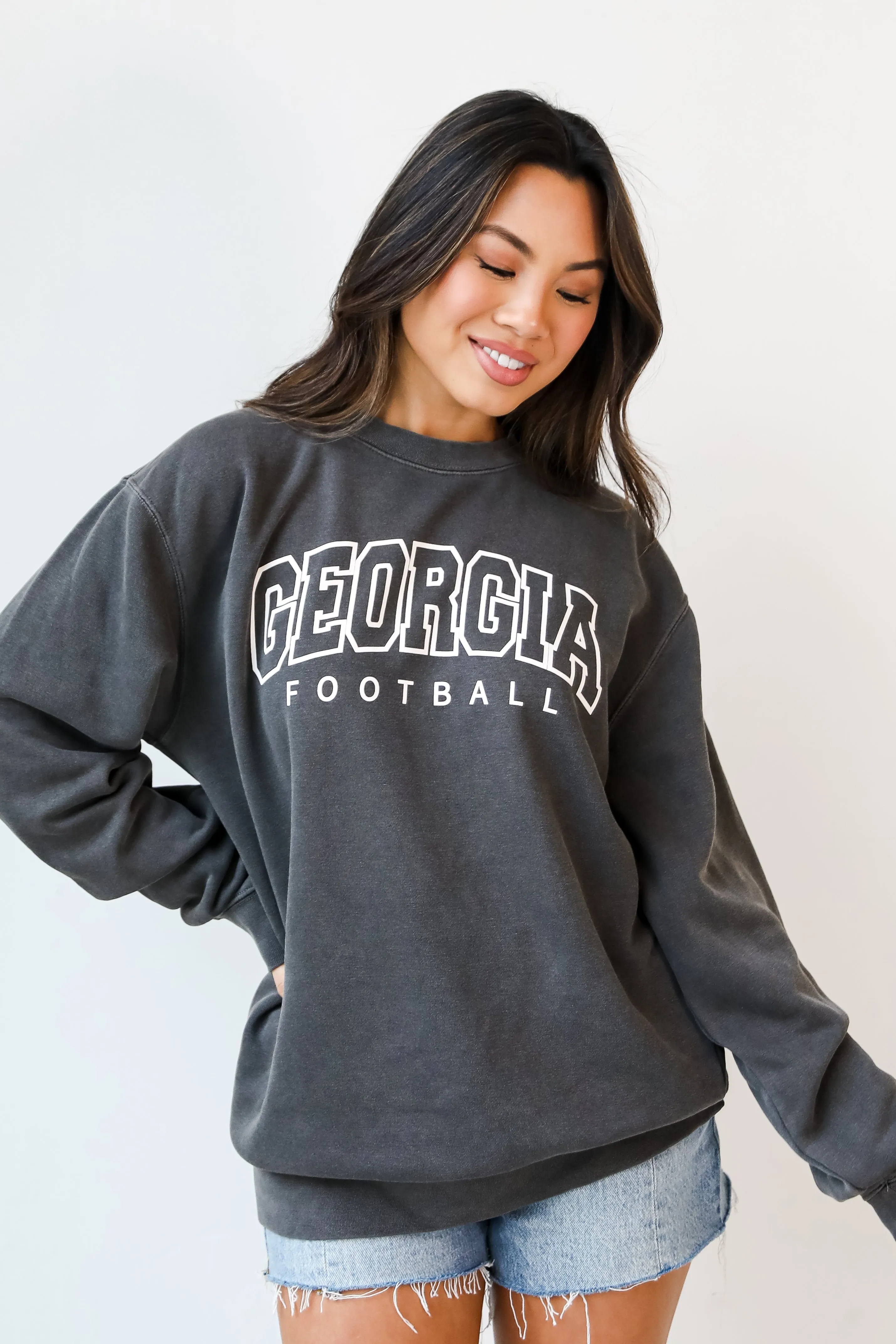 Black Georgia Football Block Letter Sweatshirt