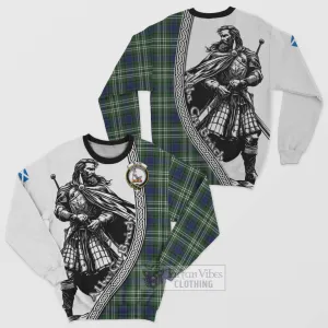 Blyth Tartan Clan Crest Sweatshirt with Highlander Warrior Celtic Style