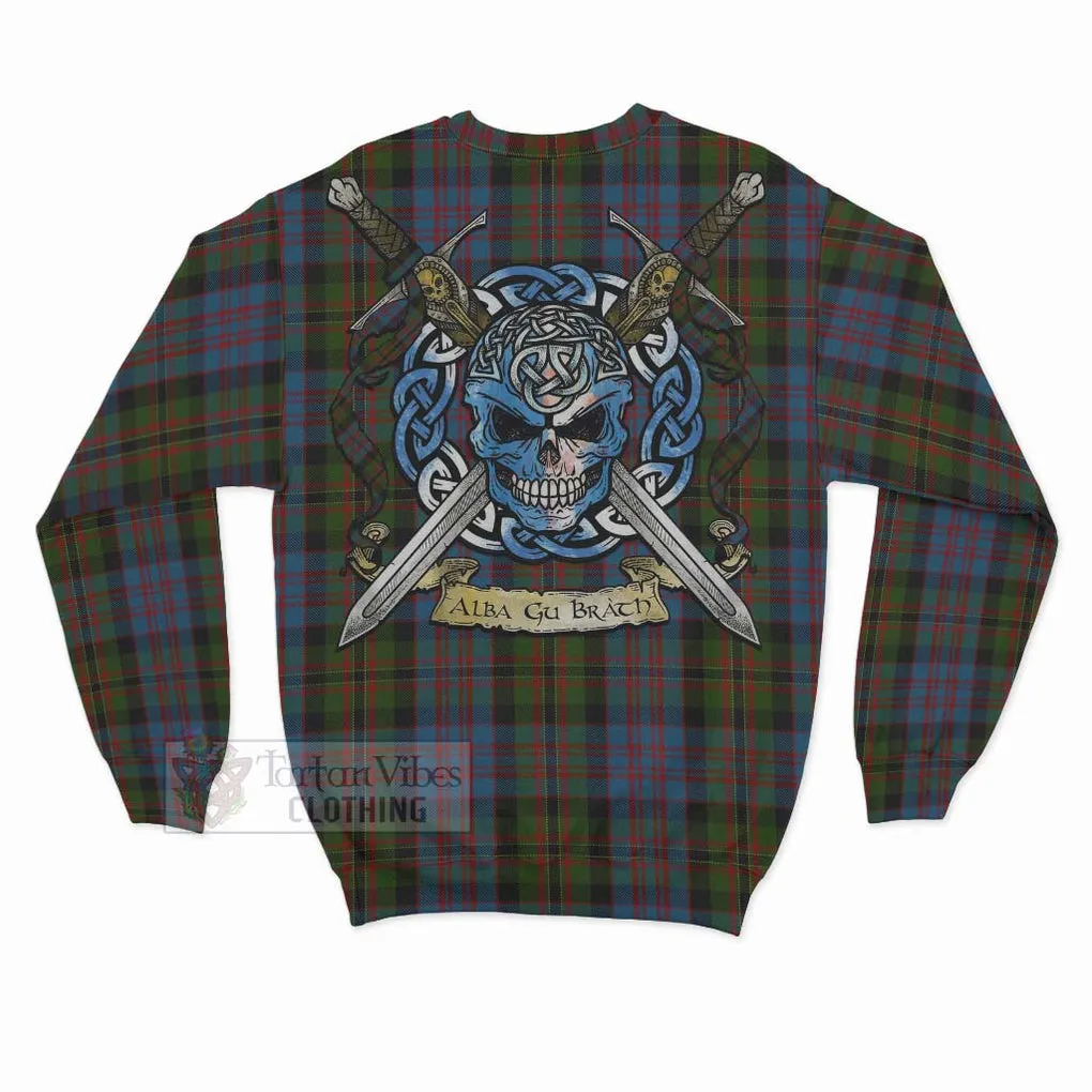 Bowie Tartan Sweatshirt with Family Crest Celtic Skull Style