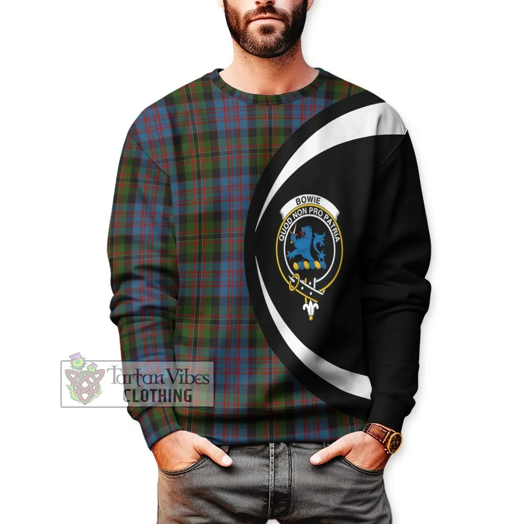 Bowie Tartan Sweatshirt with Family Crest Circle Style