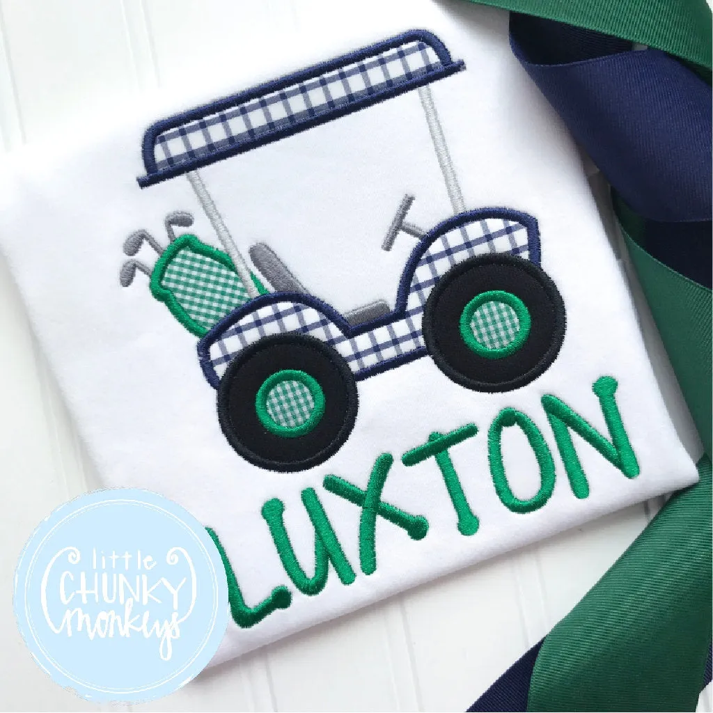 Boy Shirt - Golf Cart in Navy and Kelly Green