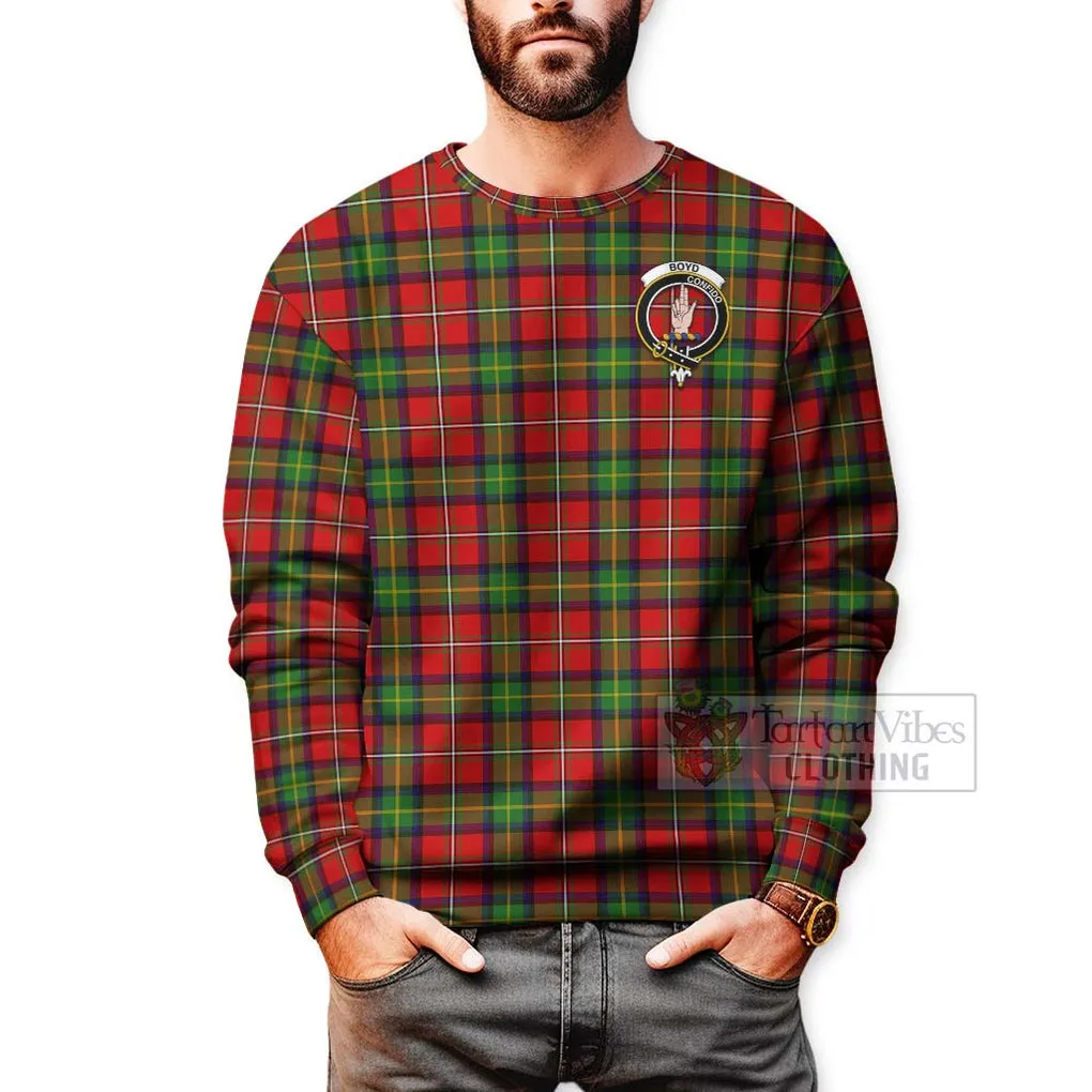 Boyd Tartan Sweatshirt with Family Crest Celtic Skull Style