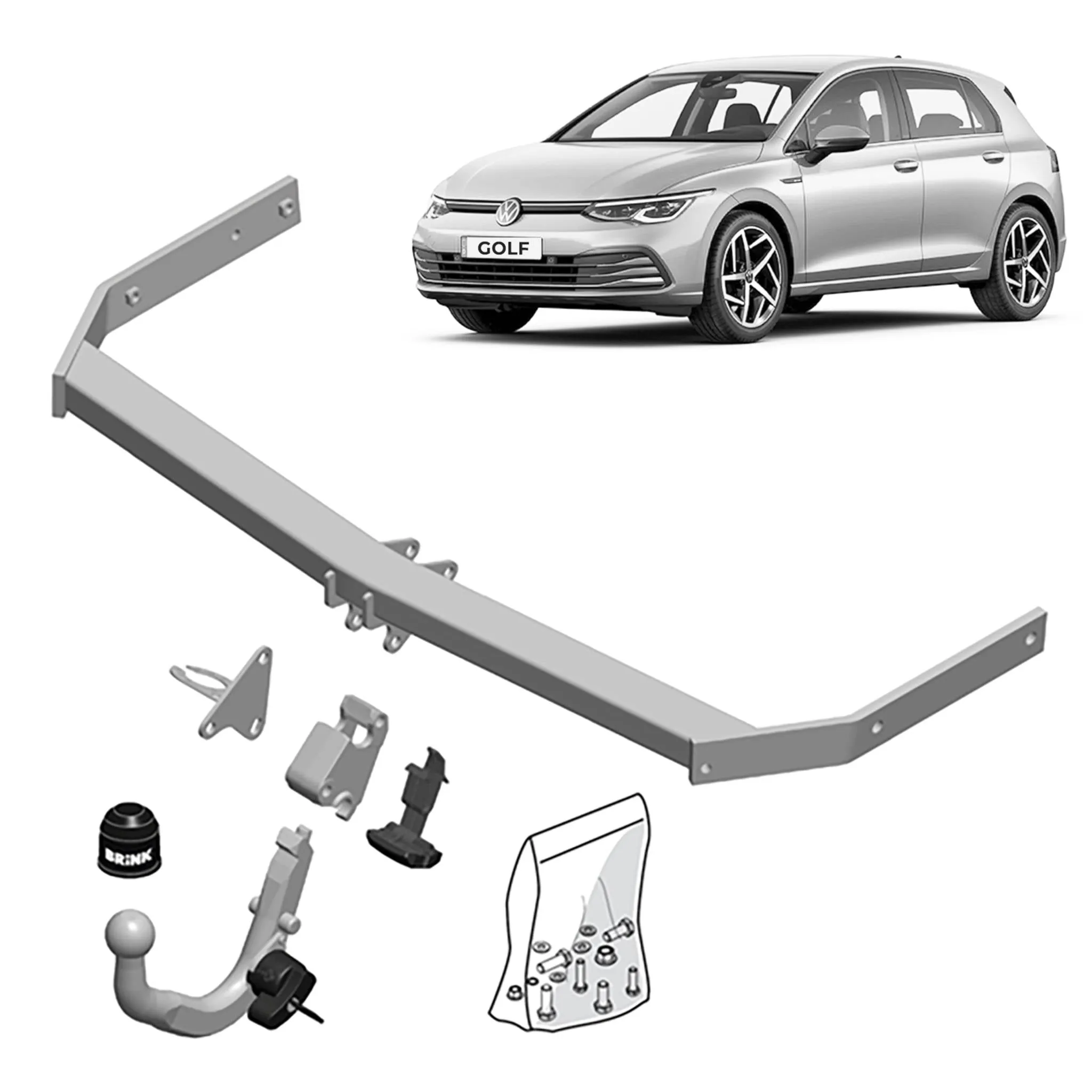 Brink Towbar for Audi A3 (07/2008 - 08/2012), Volkswagen Golf (10/2008 - on), Volkswagen Golf (02/2009 - 02/2009)