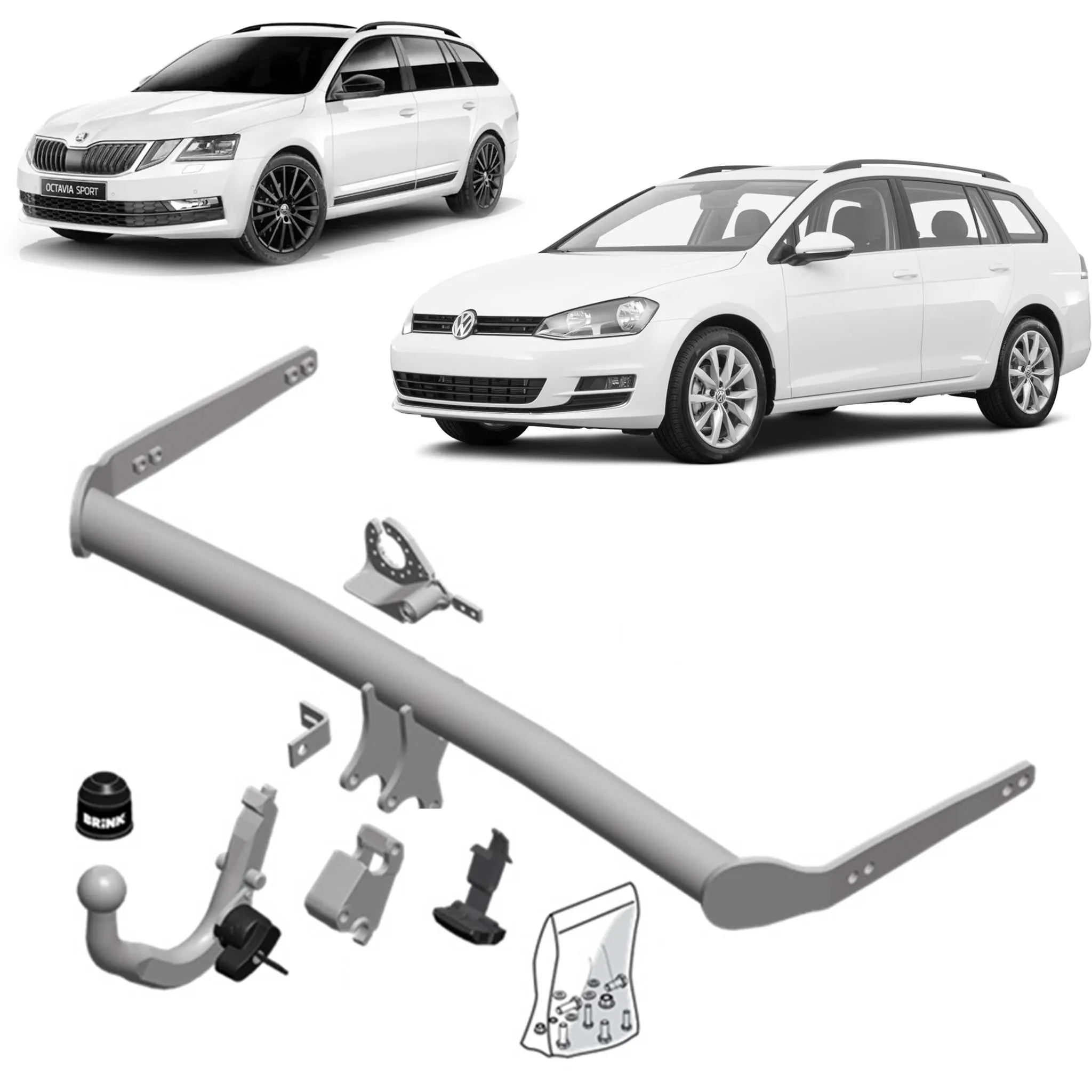 Brink Towbar for Volkswagen Golf (01/2012 - on), Volkswagen Golf (04/2013 - on), Skoda Octavia (11/2012 - 03/2020), Skoda Octavia (08/2013 - 12/2019), Skoda Octavia (06/2020 - on), Skoda Octavia (01/2021 - on), Volkswagen Golf Alltrack (12/2014 - on)