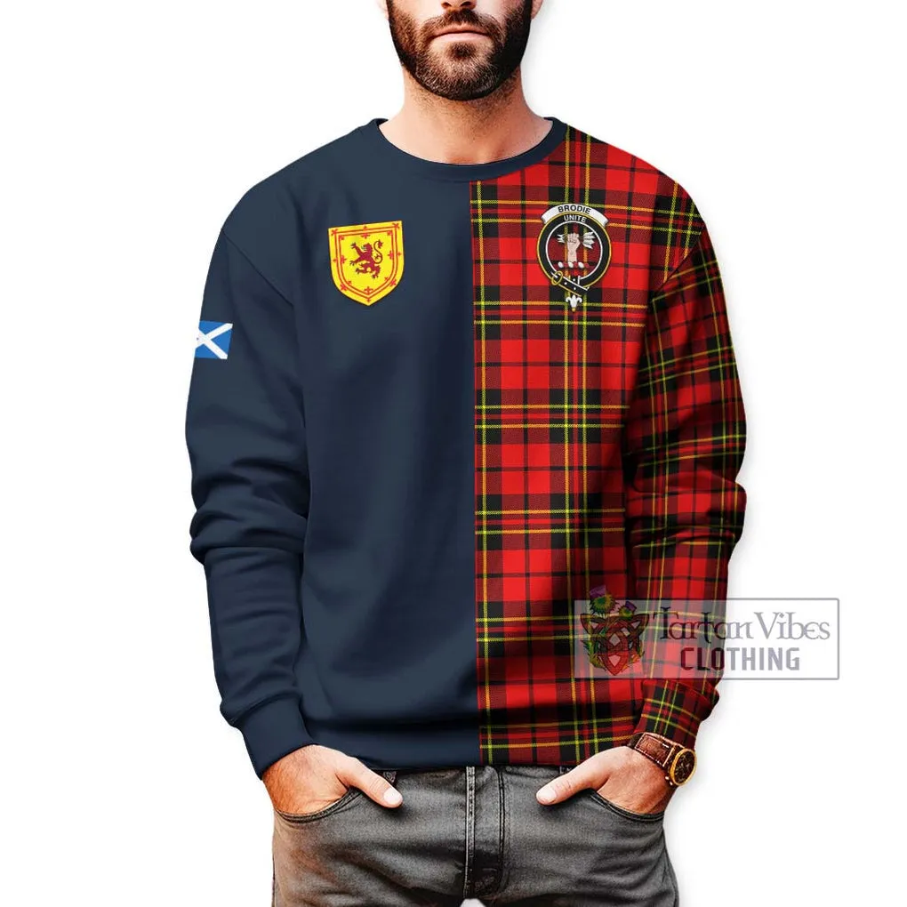 Brodie Modern Tartan Sweatshirt Alba with Scottish Lion Royal Arm Half Style