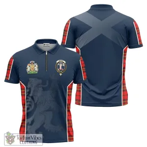 Brodie Modern Tartan Zipper Polo Shirt with Family Crest and Lion Rampant Vibes Sport Style