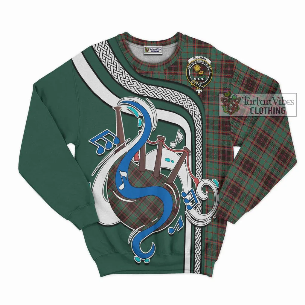 Buchan Ancient Tartan Sweatshirt with Epic Bagpipe Style