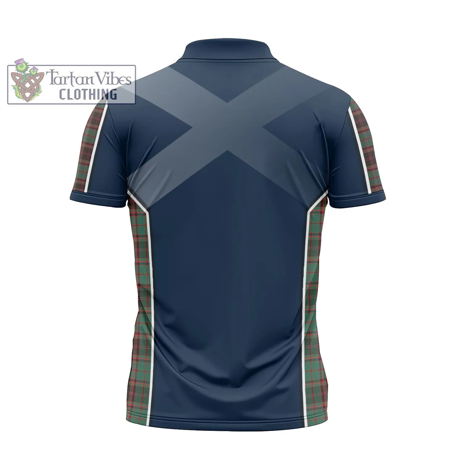 Buchan Ancient Tartan Zipper Polo Shirt with Family Crest and Scottish Thistle Vibes Sport Style