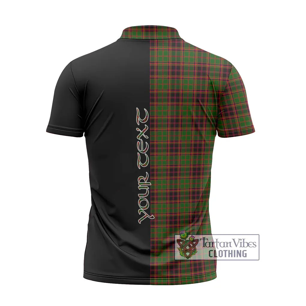 Buchan Tartan Zipper Polo Shirt with Family Crest and Half Of Me Style