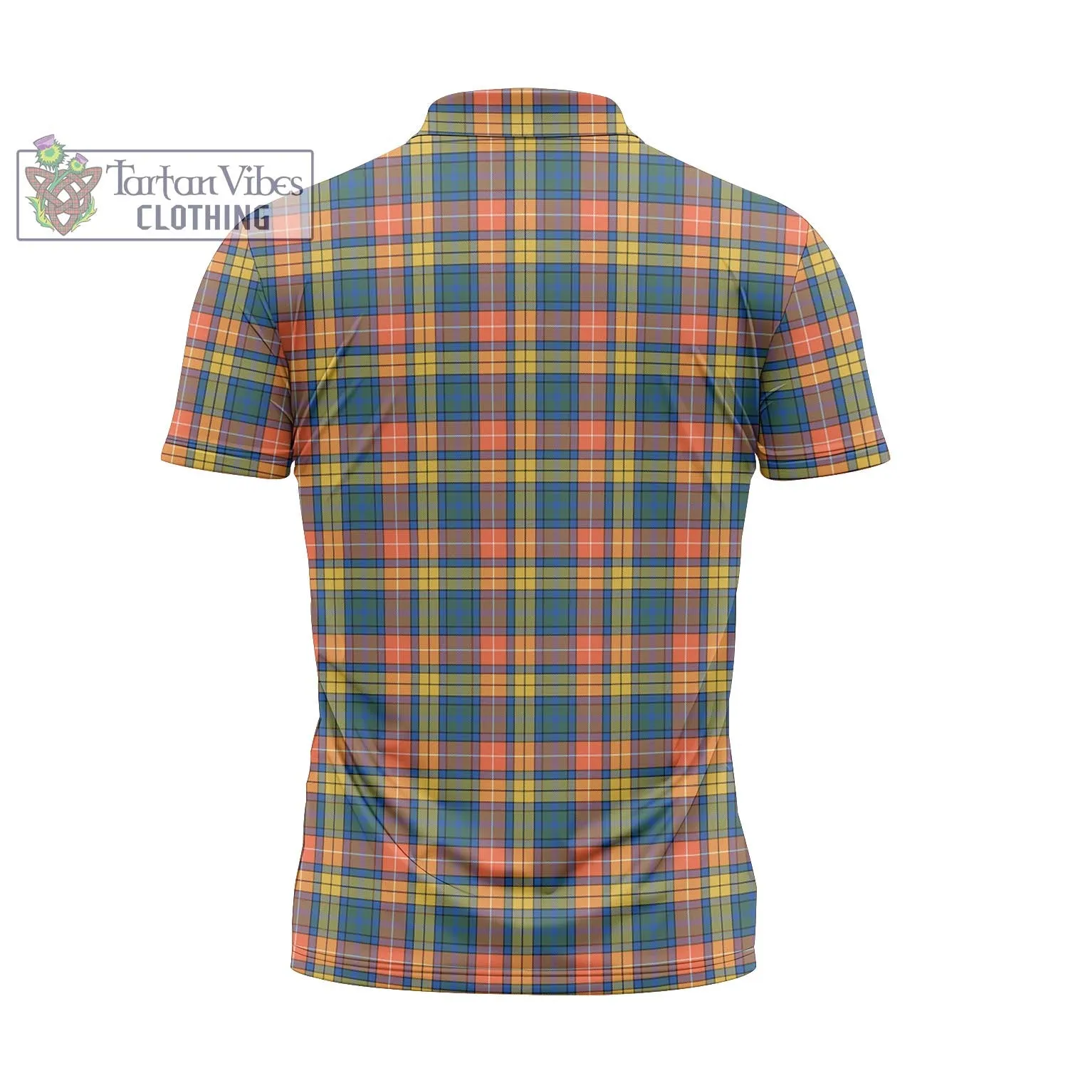 Buchanan Ancient Tartan Zipper Polo Shirt with Family Crest