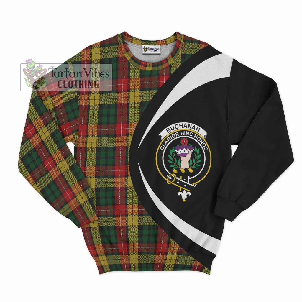 Buchanan Tartan Sweatshirt with Family Crest Circle Style