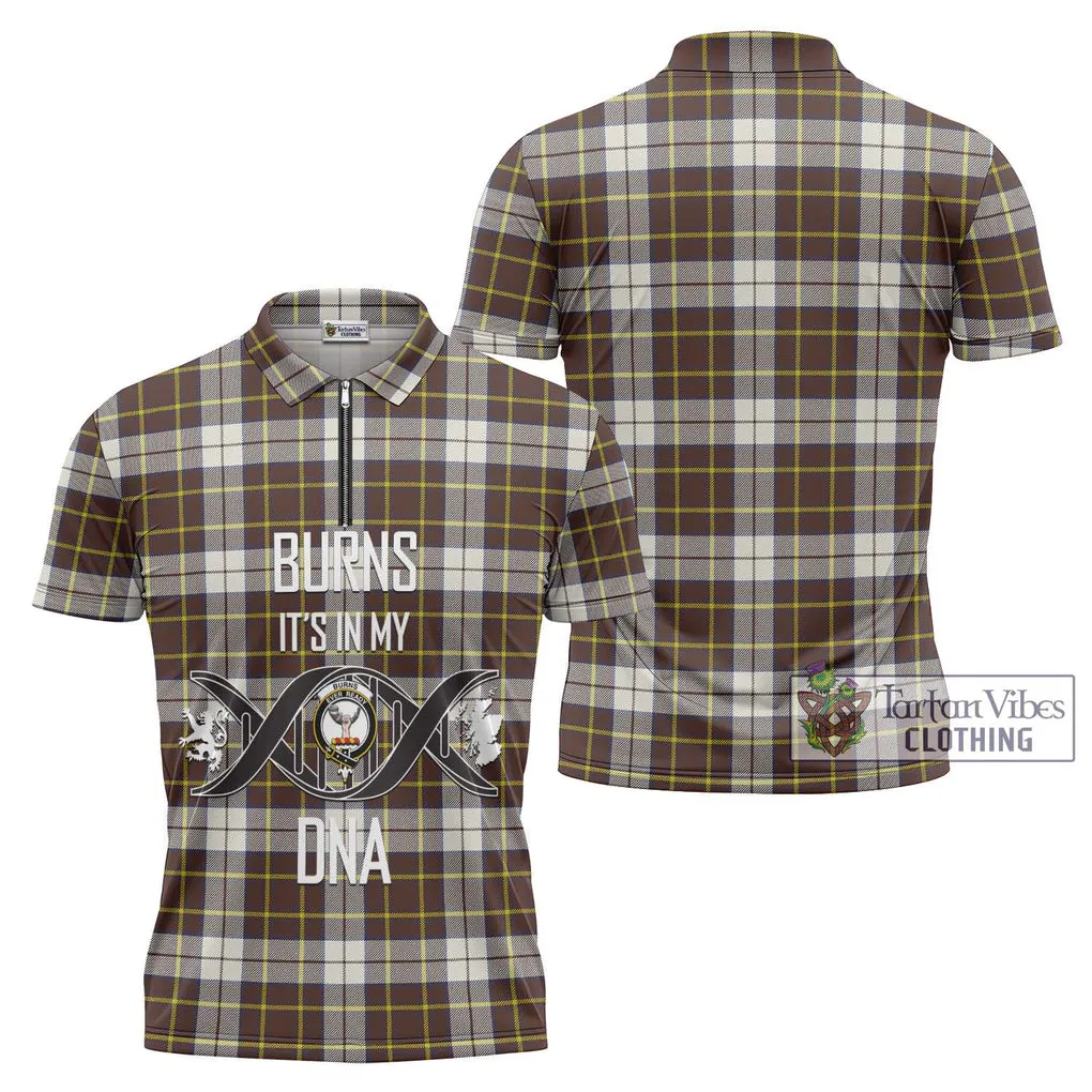 Burns Battalion Weathered Tartan Zipper Polo Shirt with Family Crest DNA In Me Style