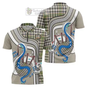 Burns Check Tartan Zipper Polo Shirt with Epic Bagpipe Style