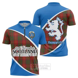 Burns Family Crest Tartan Zipper Polo Shirt Celebrate Saint Andrew's Day in Style