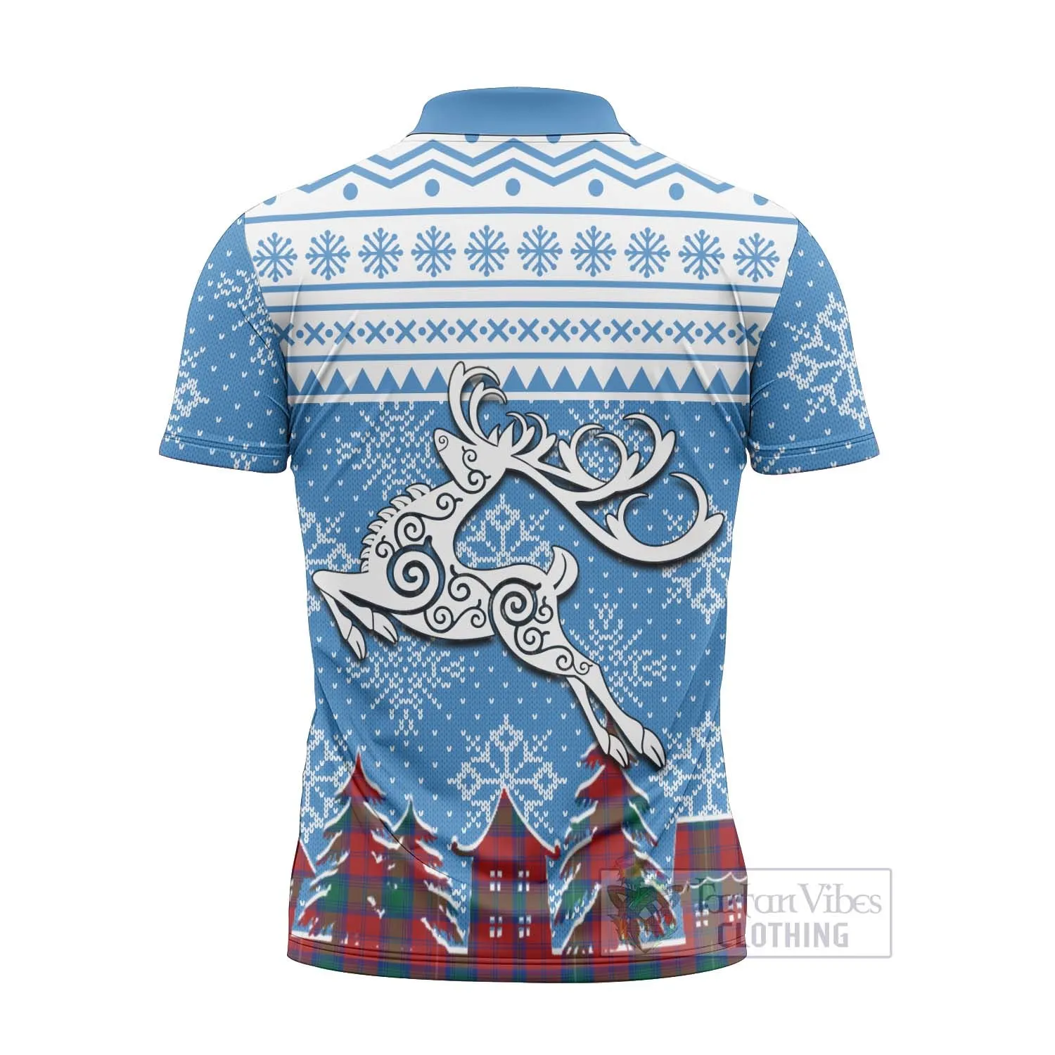 Byres (Byses) Clan Christmas Zipper Polo Shirt Celtic Reindeer Style