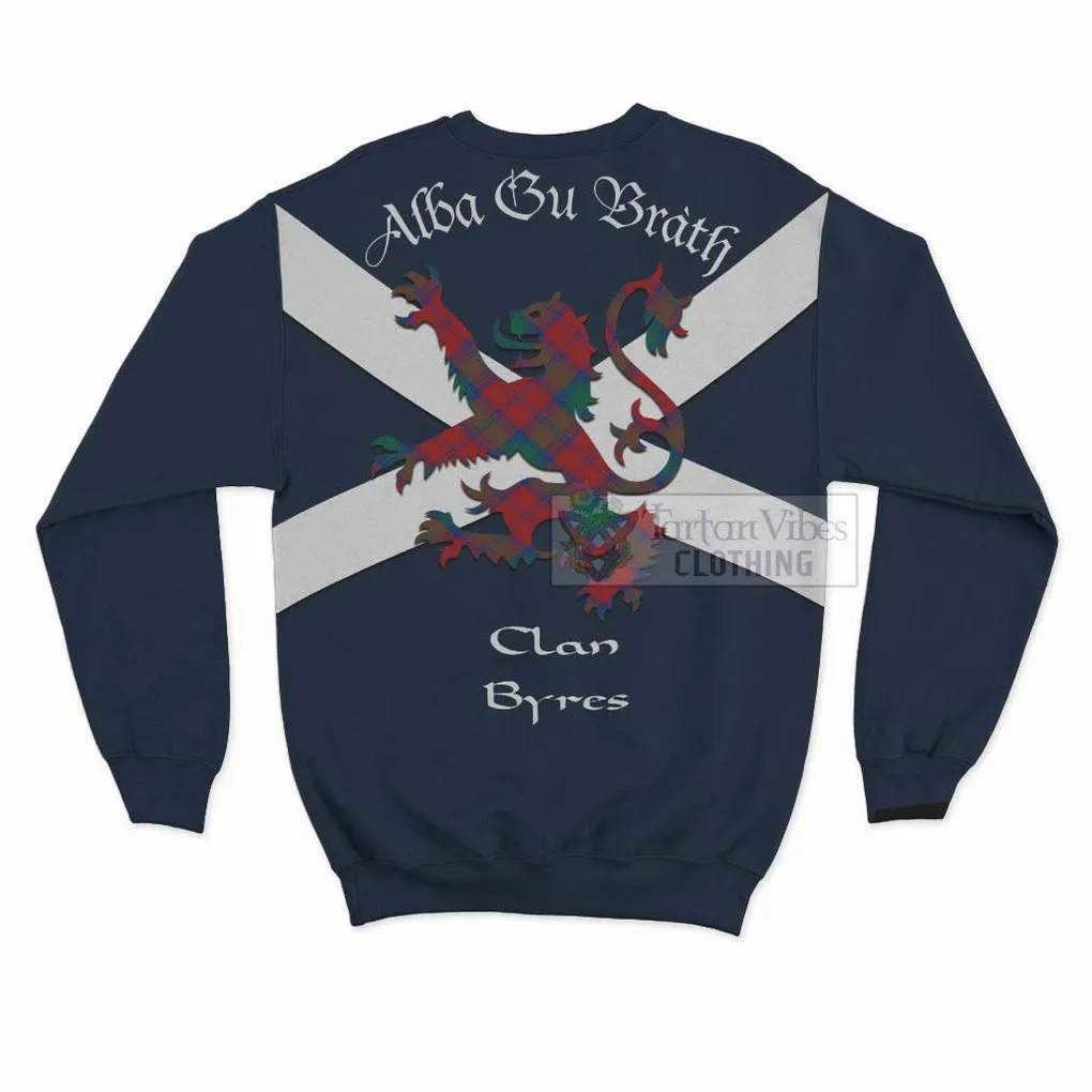 Byres (Byses) Tartan Lion Rampant Sweatshirt  Proudly Display Your Heritage with Alba Gu Brath and Clan Name