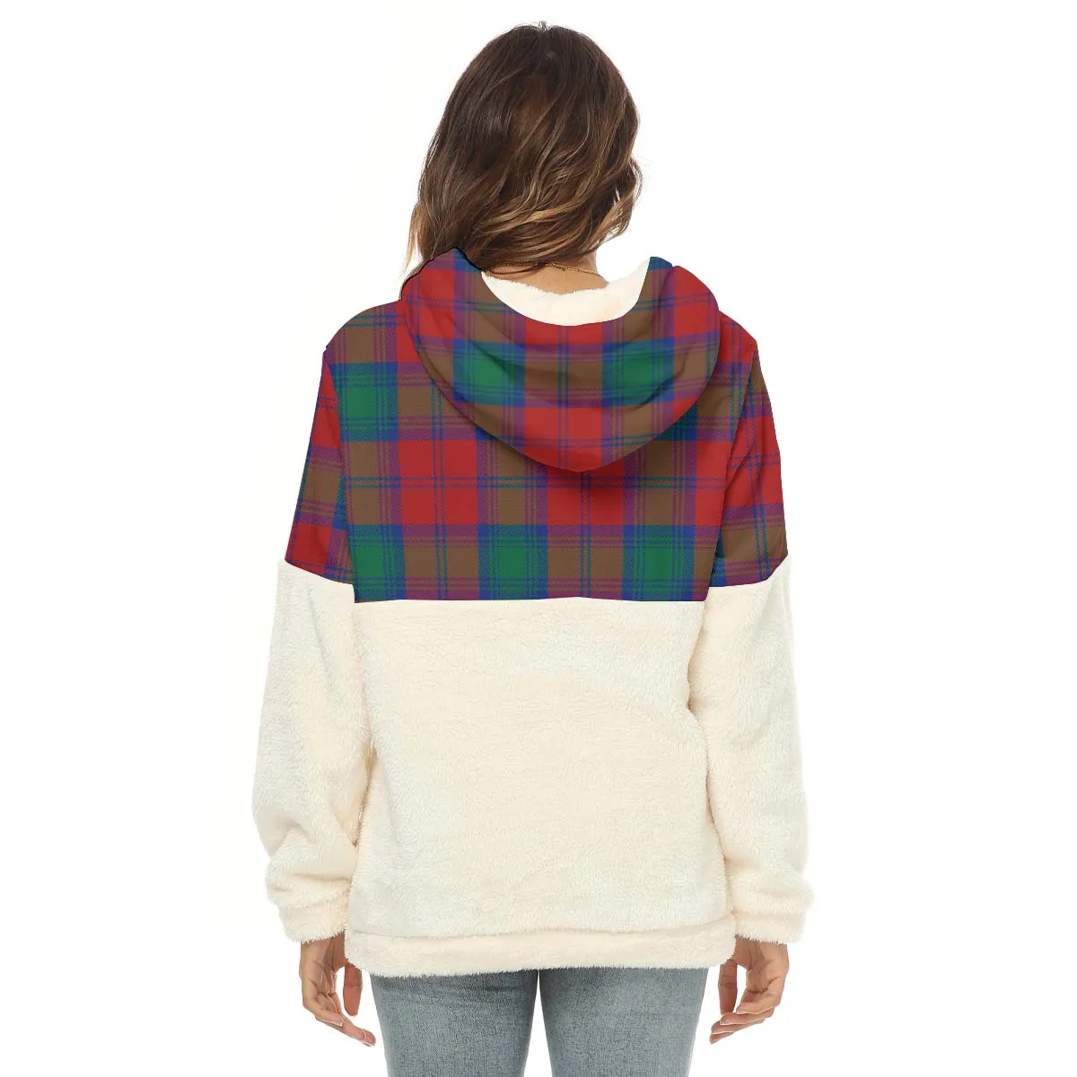 Byres (Byses) Tartan Women's Borg Fleece Hoodie With Half Zip with Family Crest