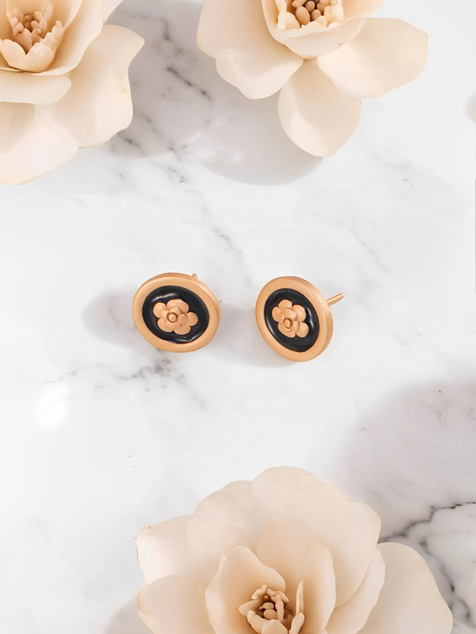 Camellina - Camellia Drop Glaze Stud Earrings