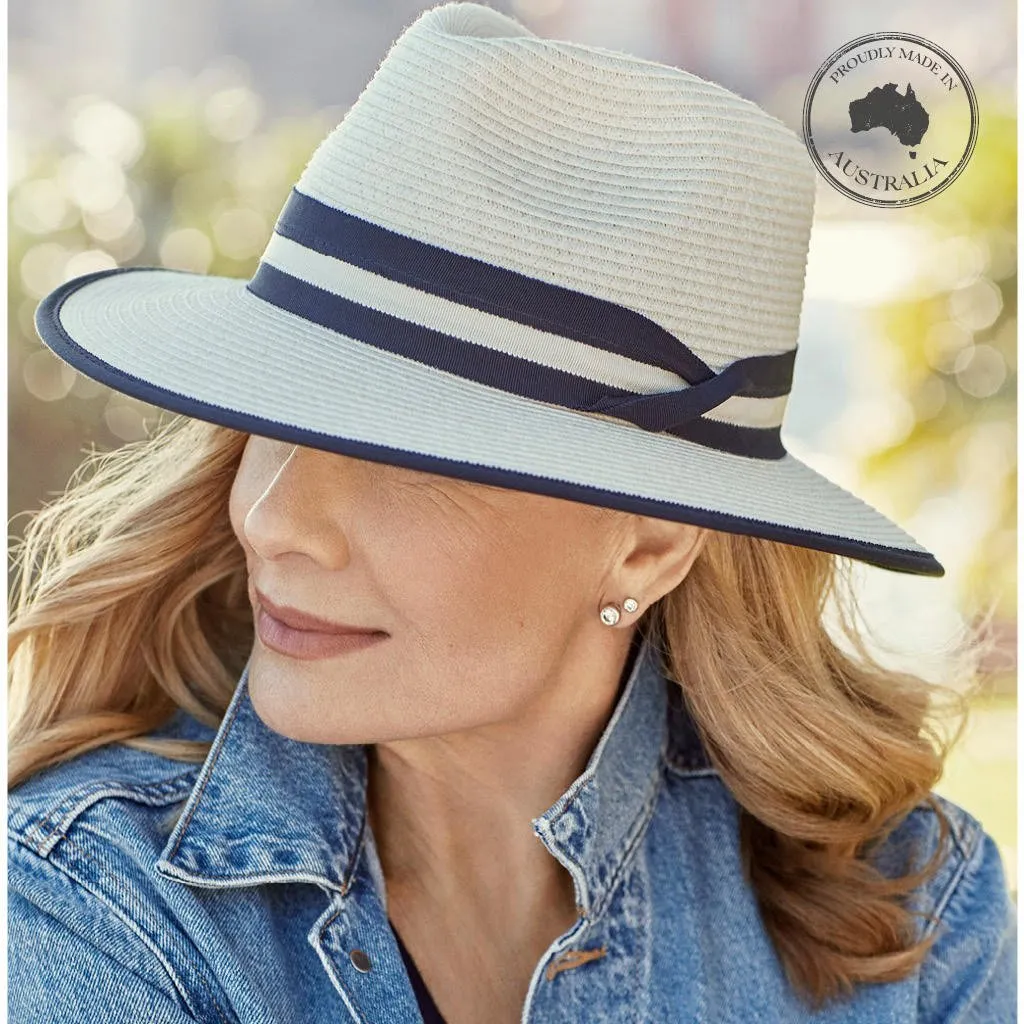 Canopy Bay by Deborah Hutton Windsor Fedora - Ivory/Navy