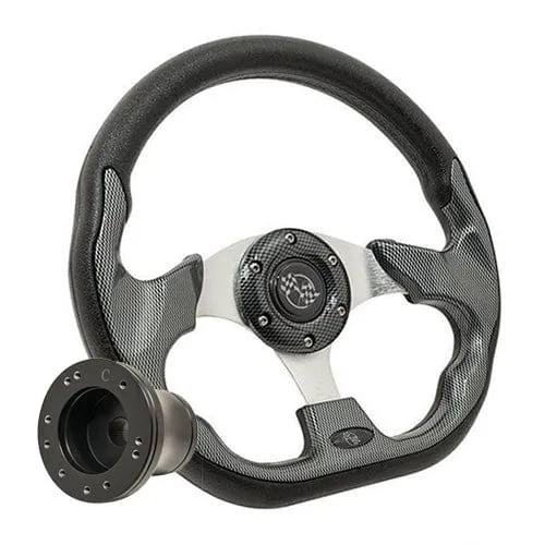 Carbon Fiber Club Sport Golf Cart Steering Wheel - 12.5"