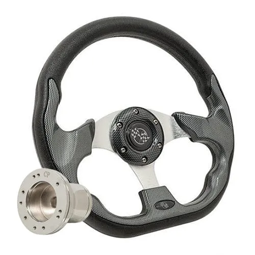 Carbon Fiber Club Sport Golf Cart Steering Wheel - 12.5"