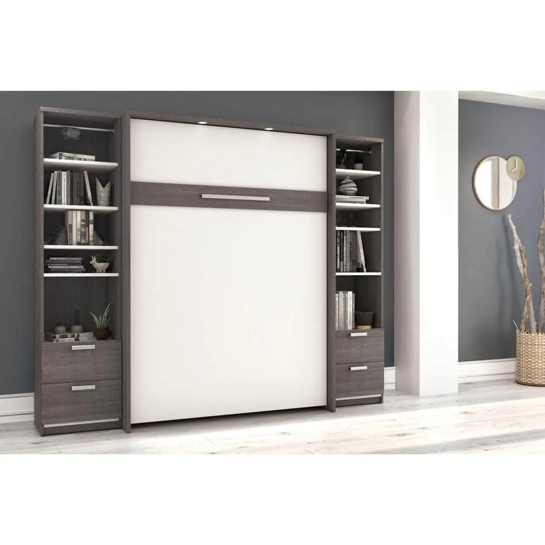 Cielo Full Murphy Wall Bed and 2 Storage Cabinets with Drawers (98W) - Available in 2 Colours