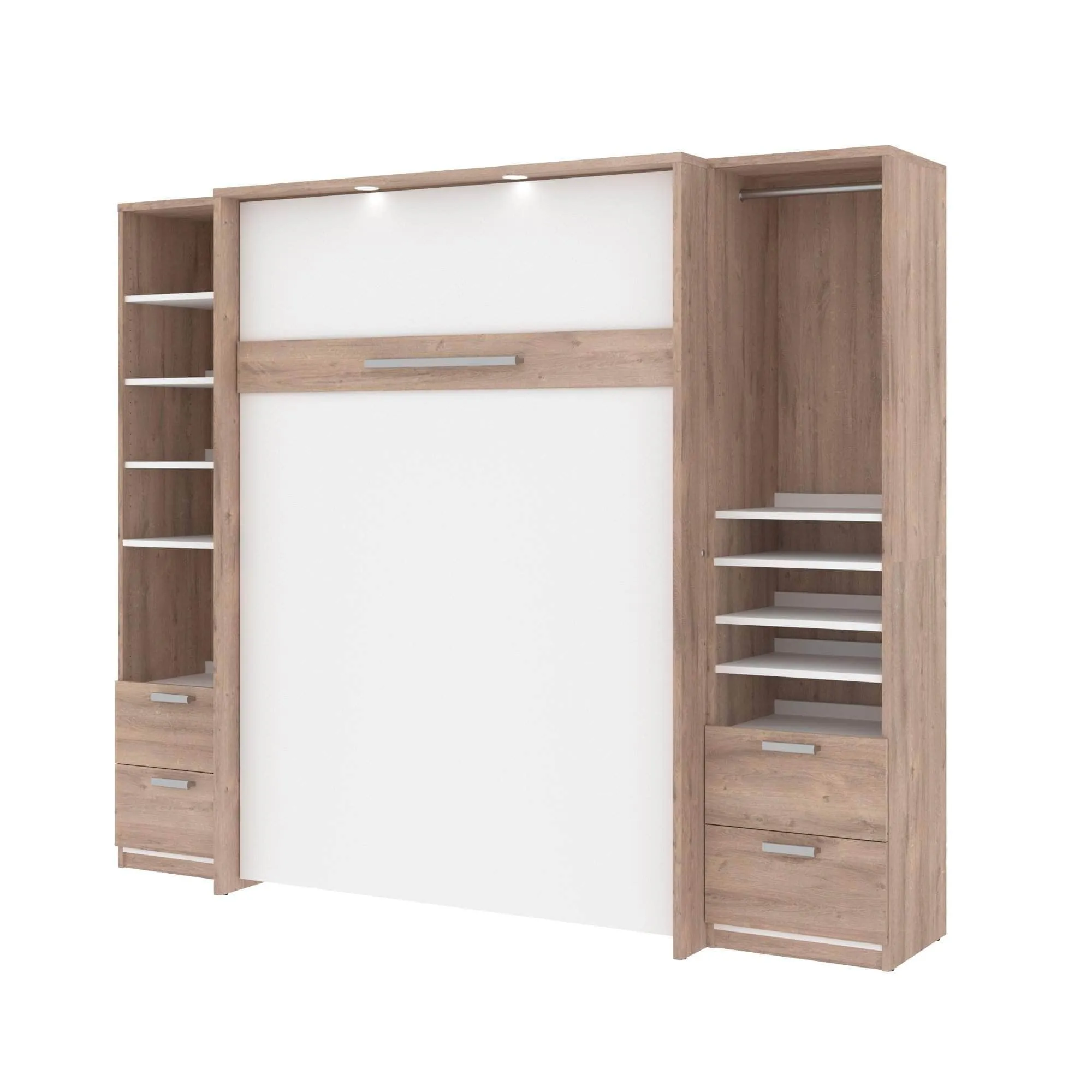 Cielo Full Murphy Wall Bed and 2 Storage Cabinets with Drawers (98W) - Available in 2 Colours