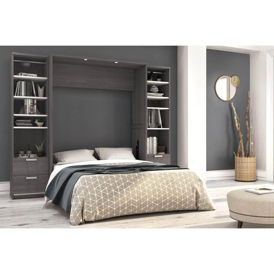 Cielo Full Murphy Wall Bed and 2 Storage Cabinets with Drawers (98W) - Available in 2 Colours