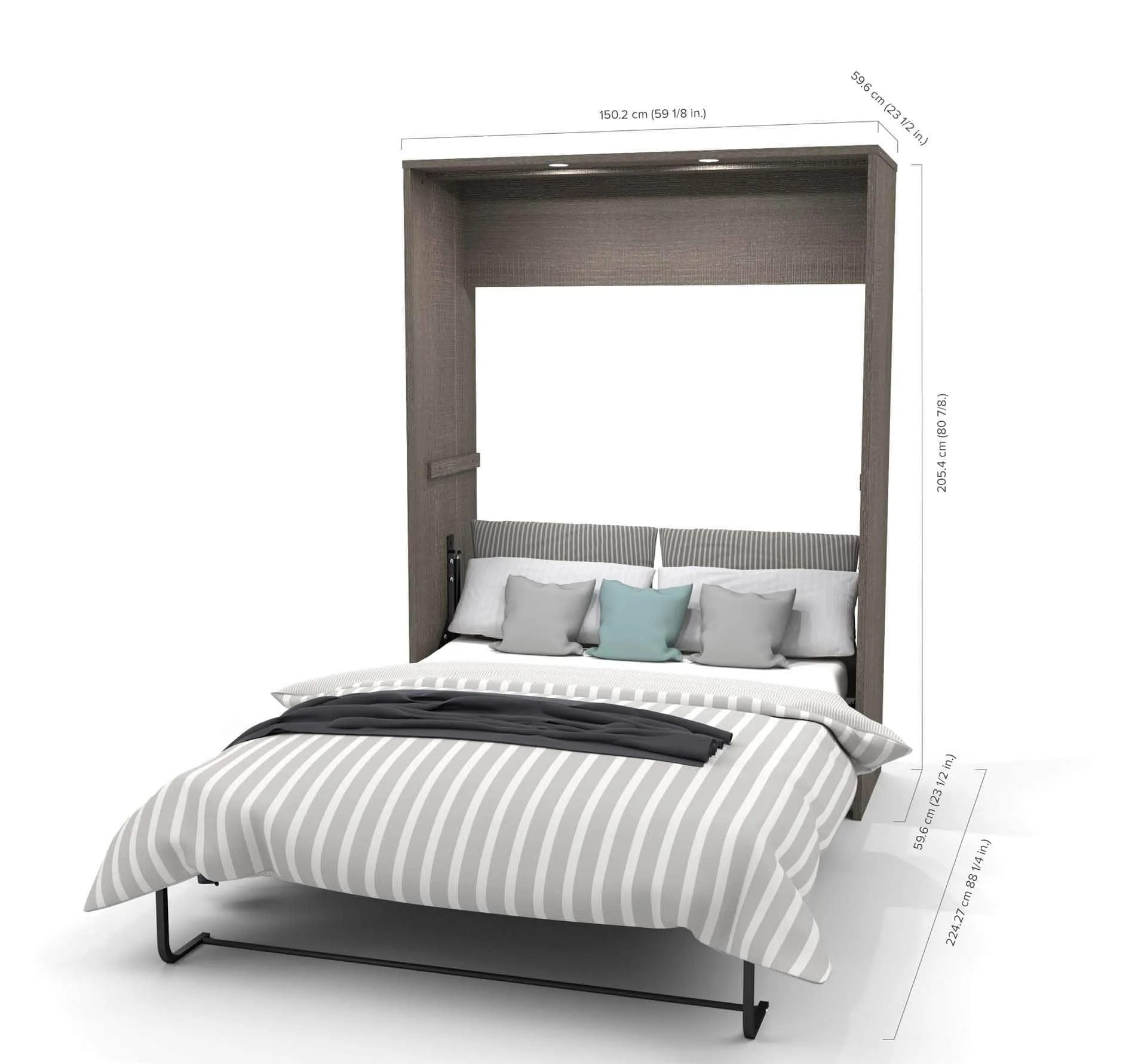 Cielo Full Murphy Wall Bed and 2 Storage Cabinets with Drawers (98W) - Available in 2 Colours