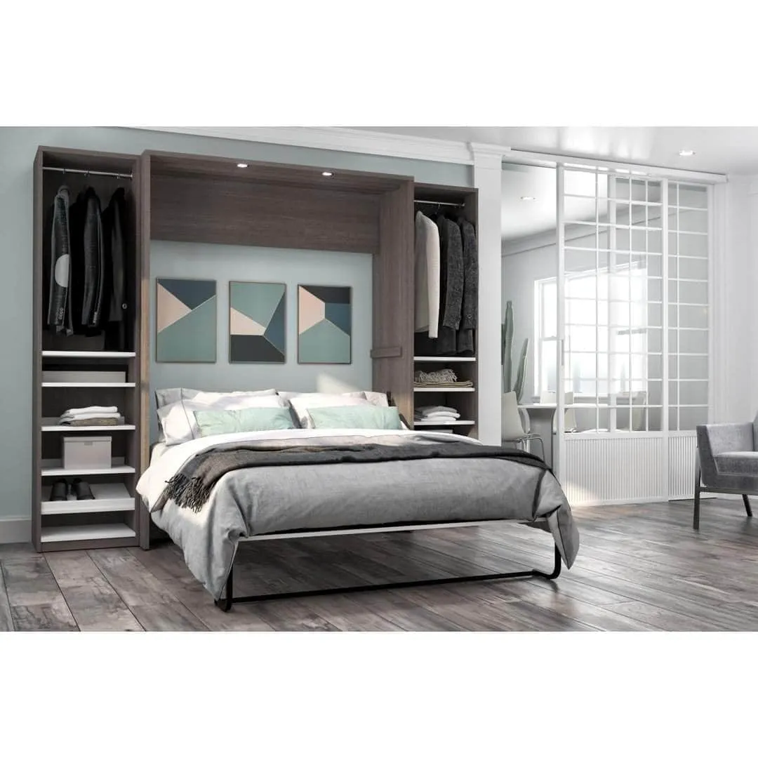 Cielo Full Murphy Wall Bed with 2 Storage Cabinets (98W) - Available in 2 Colours