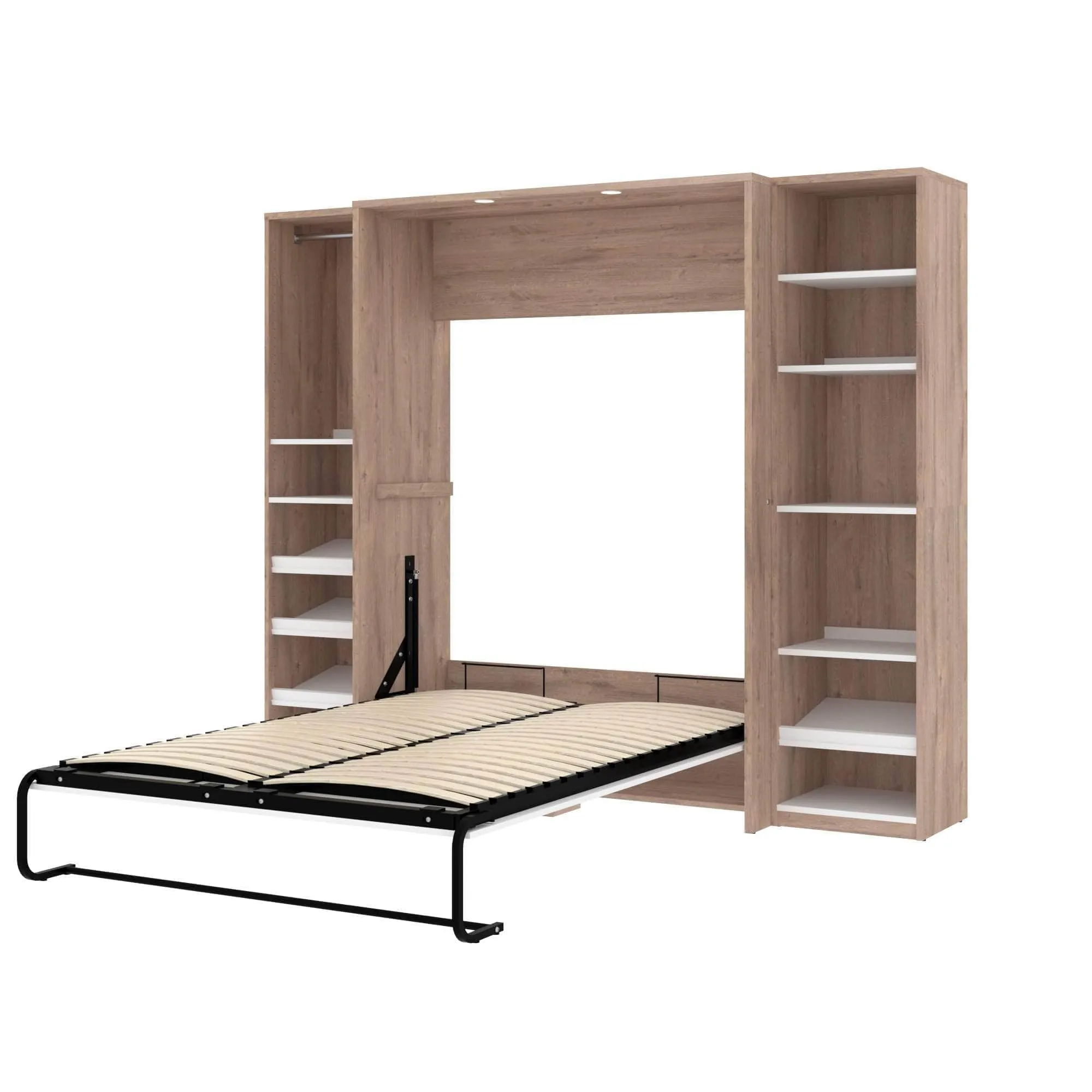 Cielo Full Murphy Wall Bed with 2 Storage Cabinets (98W) - Available in 2 Colours