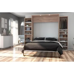 Cielo Queen Murphy Wall Bed and 2 Storage Cabinets with Drawers (104W) - Available in 2 Colours