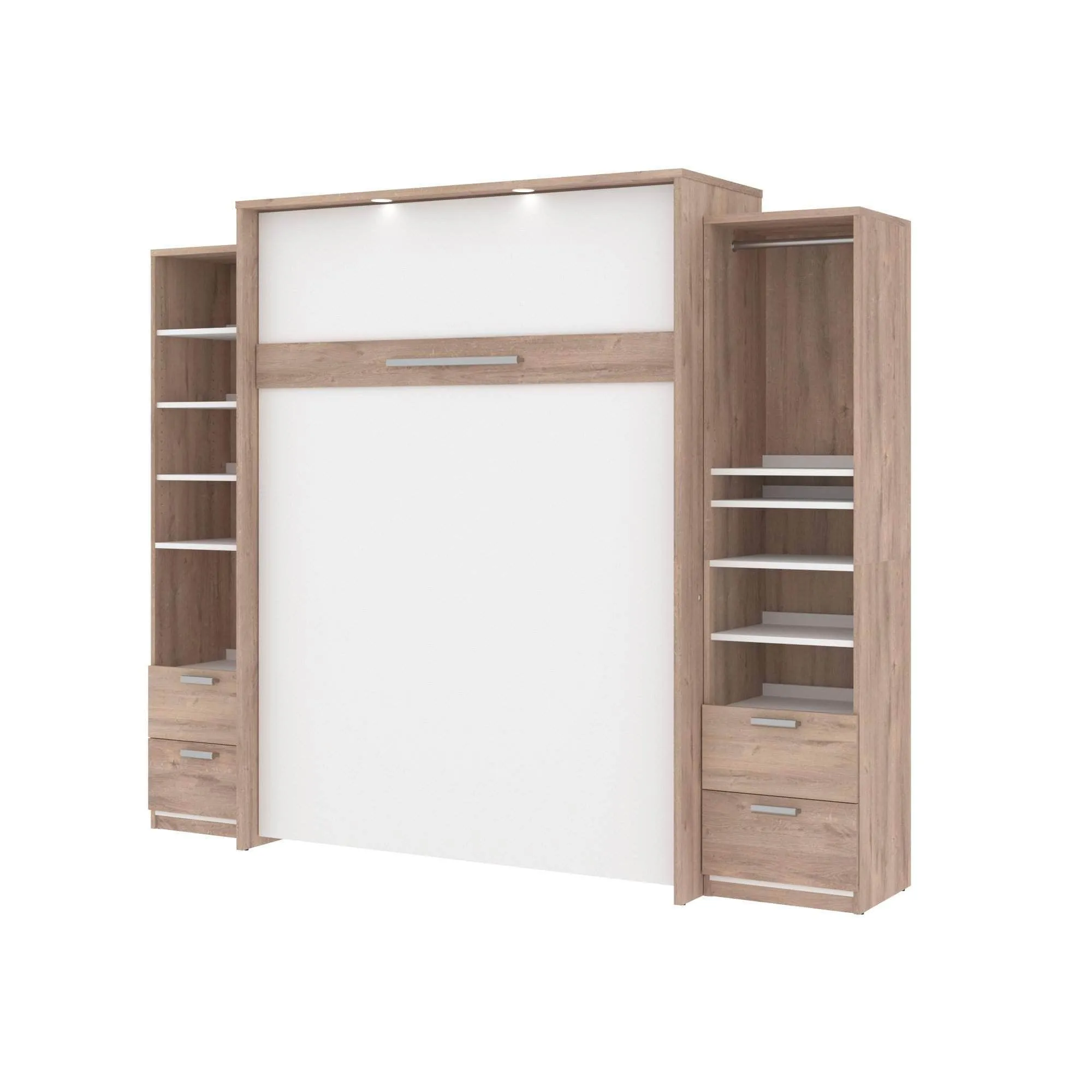 Cielo Queen Murphy Wall Bed and 2 Storage Cabinets with Drawers (104W) - Available in 2 Colours