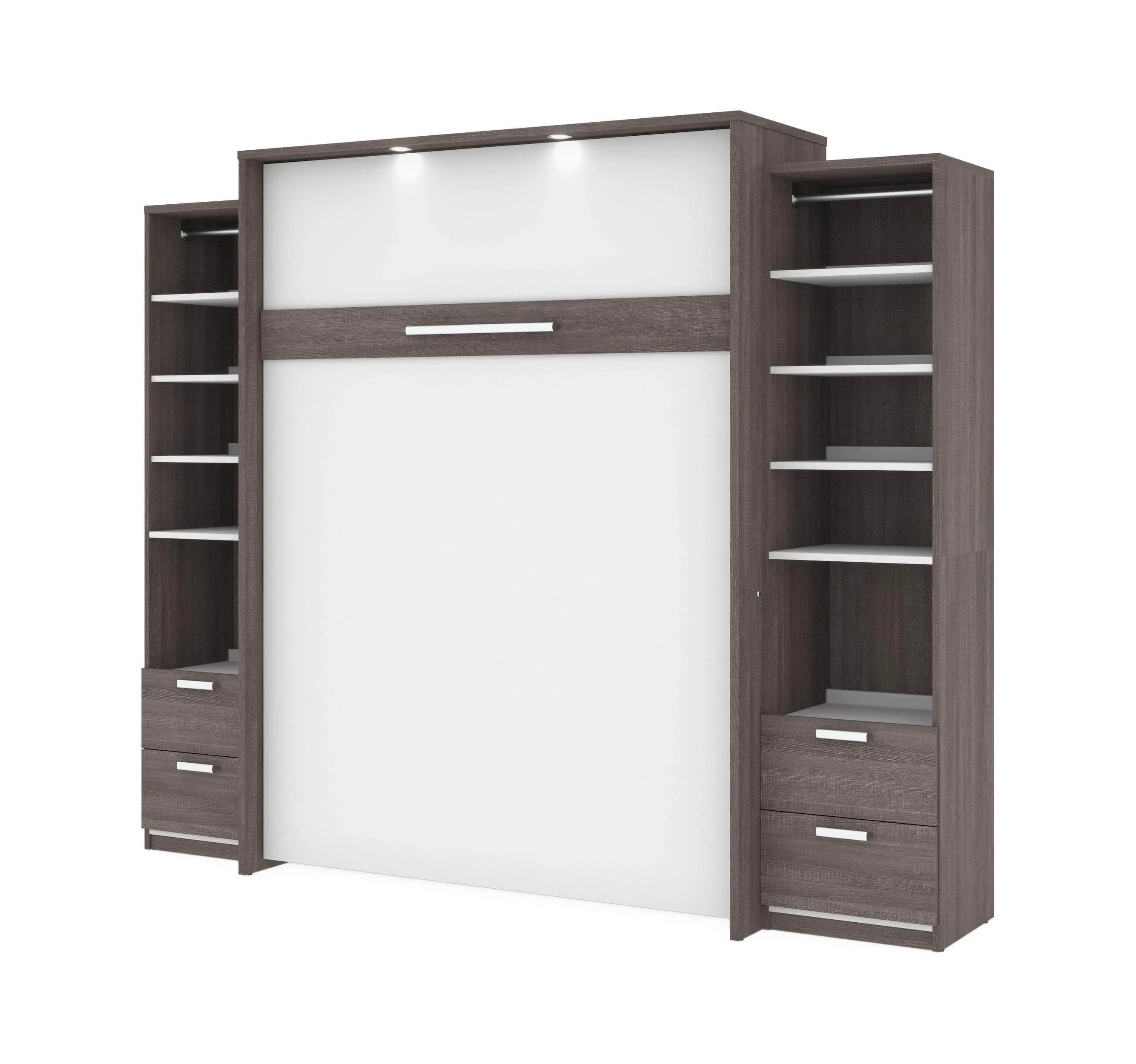 Cielo Queen Murphy Wall Bed and 2 Storage Cabinets with Drawers (104W) - Available in 2 Colours