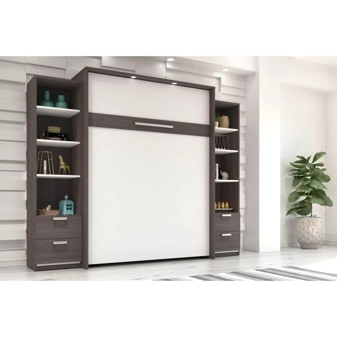 Cielo Queen Murphy Wall Bed and 2 Storage Cabinets with Drawers (104W) - Available in 2 Colours