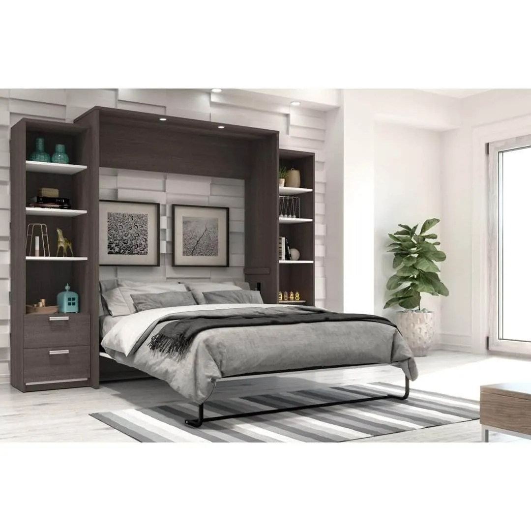 Cielo Queen Murphy Wall Bed and 2 Storage Cabinets with Drawers (104W) - Available in 2 Colours