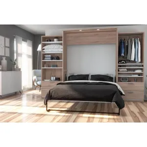 Cielo Queen Murphy Wall Bed and 2 Storage Cabinets with Drawers (124W) - Available in 2 Colours