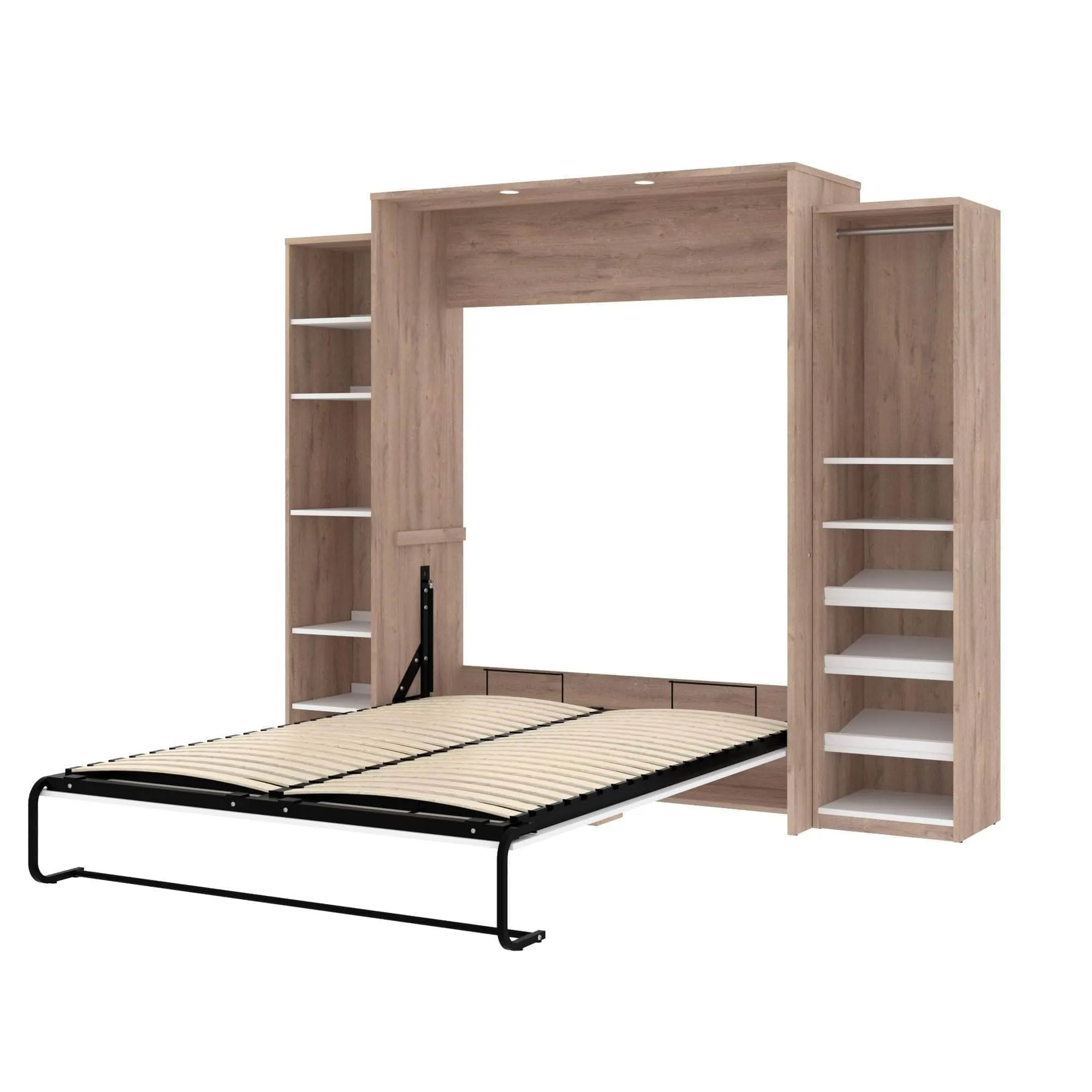 Cielo Queen Murphy Wall Bed with 2 Storage Cabinets (104W) - Available in 2 Colours